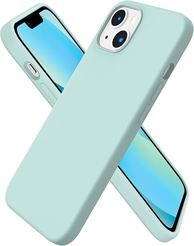 ORNARTO - Funda compatible con iPhone 3 y iPhone 13 Pro, goma de gel suave de 3 capas de silicona líquida delgada, 15,5 cm, verde menta