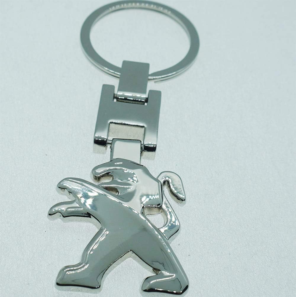 For Peugeot Silver Car Logo keychain 3D H Metal key Chain keyring double side