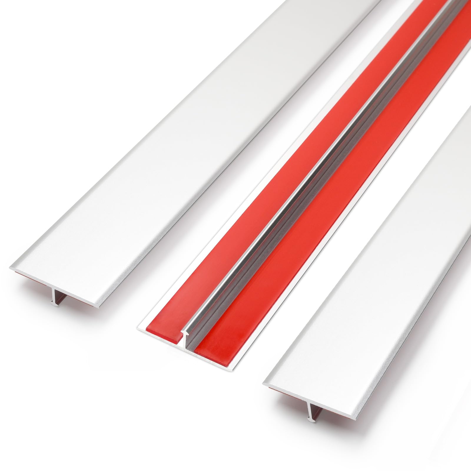 Jiekayi Aluminum T Molding Floor Transition Strip Self Adhesive, Door Threshold Strip, Edge Trim for Laminate Wood Tile Vinyl, Floor Divider for