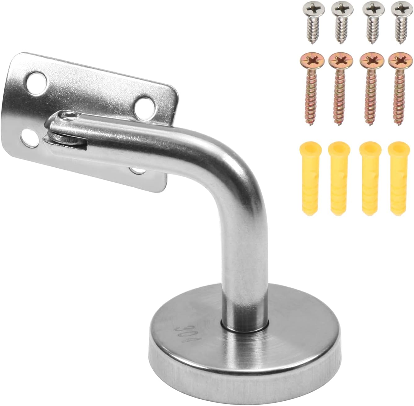 Handrail Bracket, 1PCS 304 Stainless Steel Staircase Handrail Brackets 2.36 inch Height Solid Round Bar Back Plate Pipe Shelf Bracket for Stairs Handrails,Guardrails