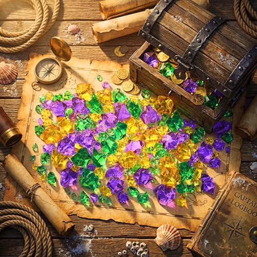 Syhood 570個 5サイズ イエロー グリーン パープル フェイククラッシュアイスロック アクリル クリスタル 宝石 プラスチック ダイヤモンド マーブル マルディグラの花瓶フィラー 秋の装飾 ウェディング テーブル 散乱 部屋の装飾 [2]