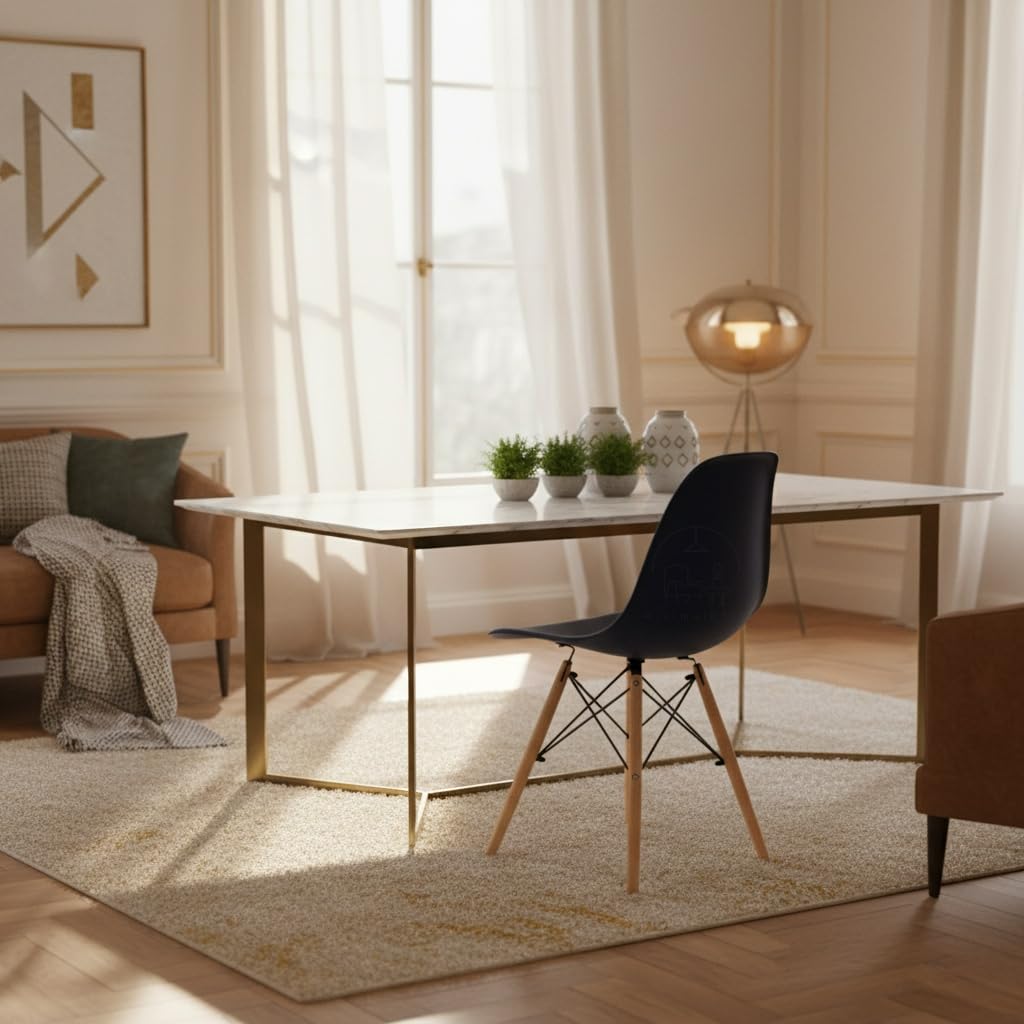 Pack 4 sillas de Comedor Modernas, Estilo nórdico, Asiento de plástico y Patas de Madera, sillas para Cocina y salón (Zafiro)