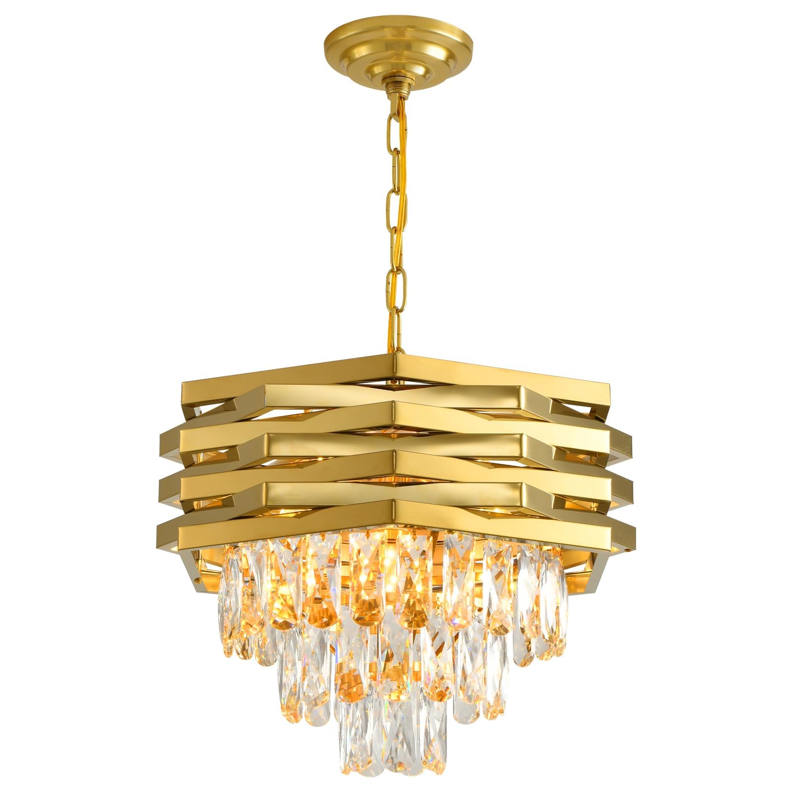 Lustre en cristal moderne doré 5 niveaux pour illuminer vos réceptions