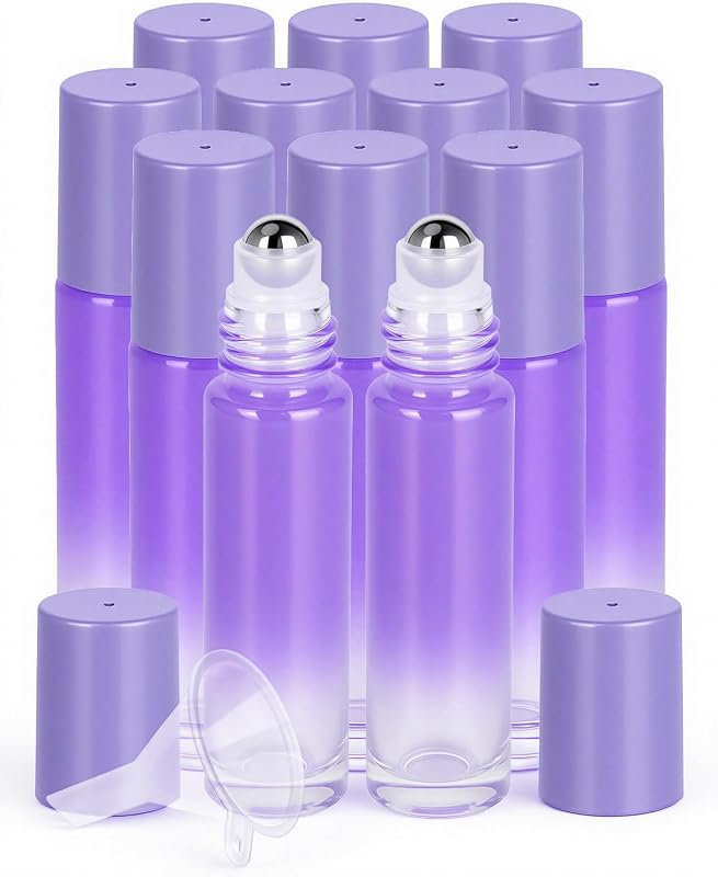 Frascos roll-on recarregáveis Worldgsb de vidro, 10 mL, pacote com 12