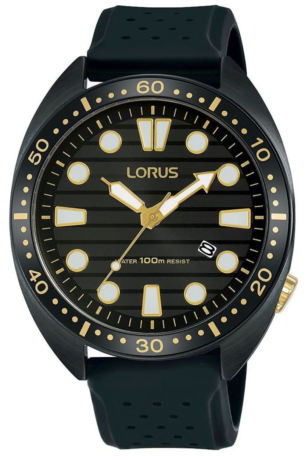 Lorus Orologio Analogico Da Uomo Al Quarzo Con Cinturino In Silicone RH927LX9, Nero, Striscia - 4