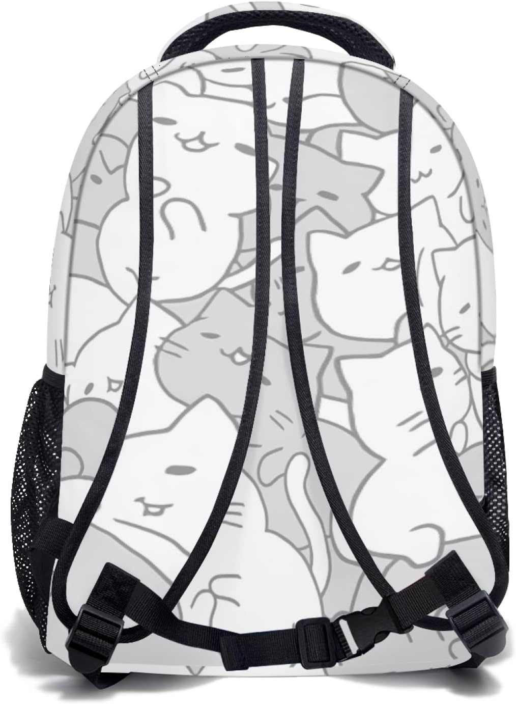 aportt Cute Cat Backpack for Boys Girls Kawaii Kitties Durable Casual Basic Kids Bookbag White Grey Lightweight School Bag for Teens Students Travel Daypack