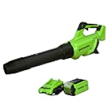 Greenworks 40V (120 MPH / 500 CFM / 75+ Compatible Tools) Cordless Axial Leaf Blower, 2.5Ah Battery and Charger Included