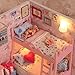 Ogrmar Wooden Dollhouse Miniatures DIY House Kit with Cover and Led Light-Blossom Age