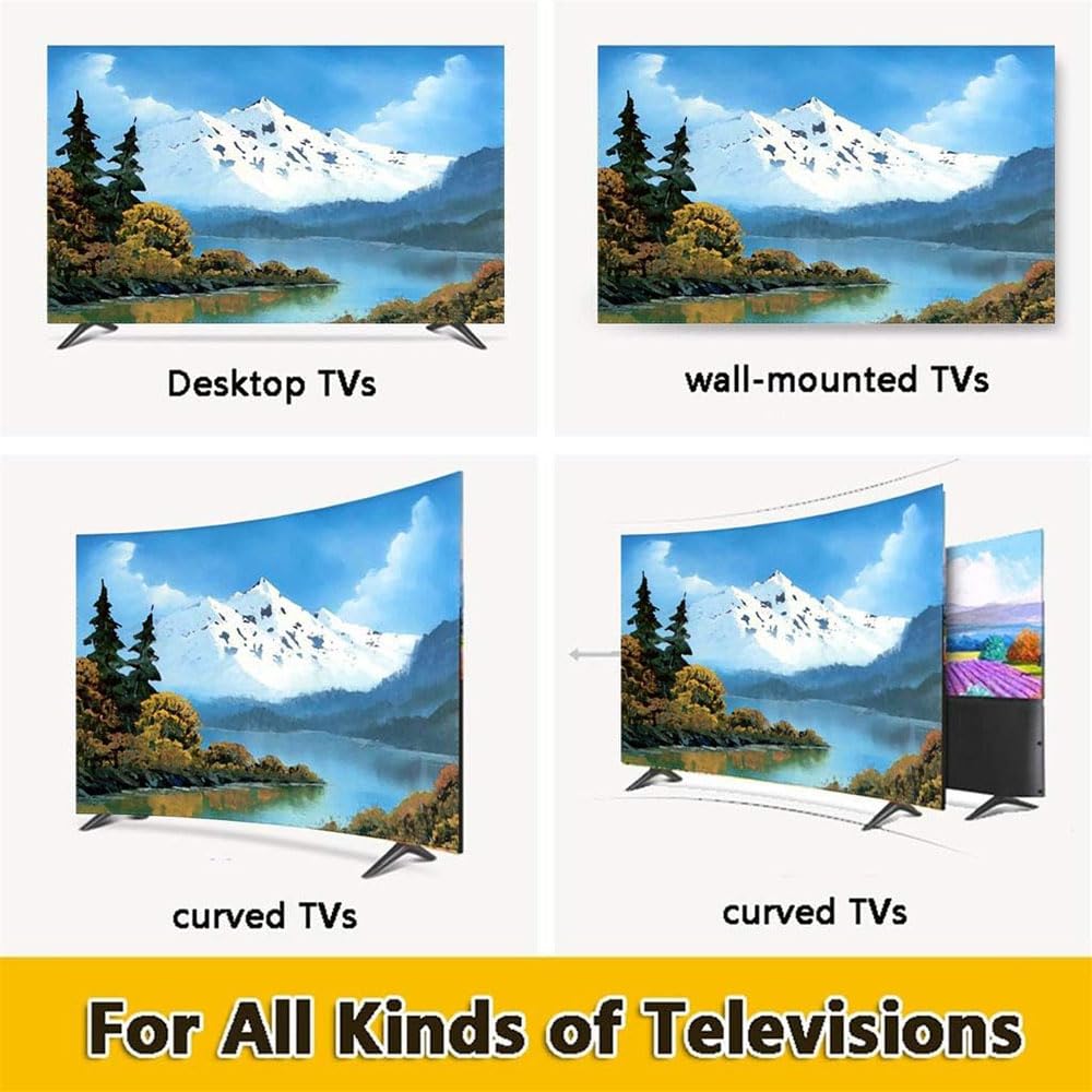 Housse Anti-Poussière Pour TV 55-65" - Imprimé Vert Avec Chien - Décoration Salon, Protection Écran
