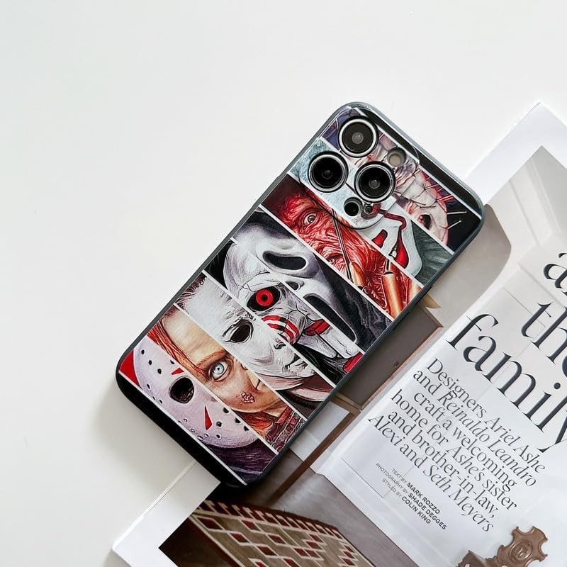 Miniatura 4 de Funda de teléfono de Halloween para iPhone 12 Pro Max para niños, niñas, hombres, mujeres y adolescentes, impresión de collage de caras aterradoras,