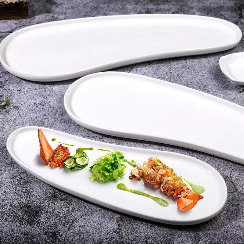 DJHVJS Exquisite Teller, neues reinweißes Geschirr, Flache Teller, Lange Teller, kalte Gerichte, kreative künstlerische Konzeption, Gerichte, kalte Club-Restaurant-Teller(Size:30 * 11.5 * 1.8cm) Sonstiges