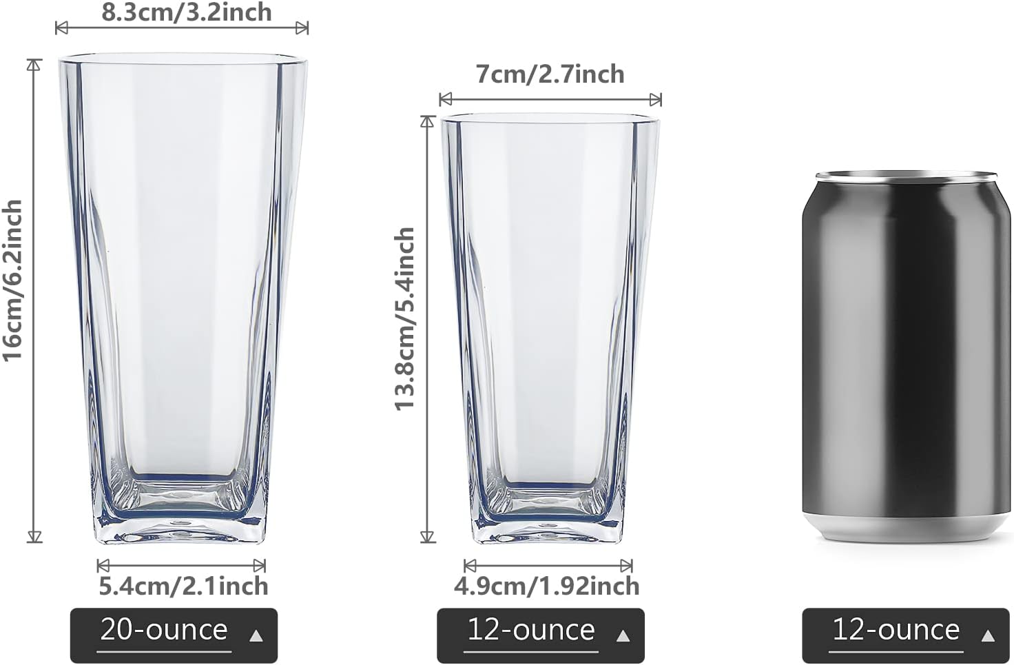 Top-spring 20-Ounce Reusable Plastic Water Tumbler, Clear Shatterproof Drinking Glasses, BPA Free, Set of 6 (20 Oz, Clear)