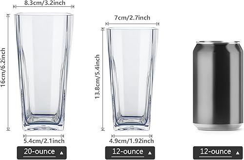 Miniatura 4 de Top-spring Vaso de agua de plástico reutilizable de 20 onzas, vasos transparentes inastillables, sin BPA, juego de 6 (20 onzas, transparente)