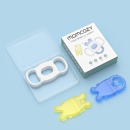 Miniatura 8 de Momcozy Juguetes mordedores para bebés, mordedores fríos de silicona rellenables con agua, mordedores fríos, juguetes para bebés para aliviar la