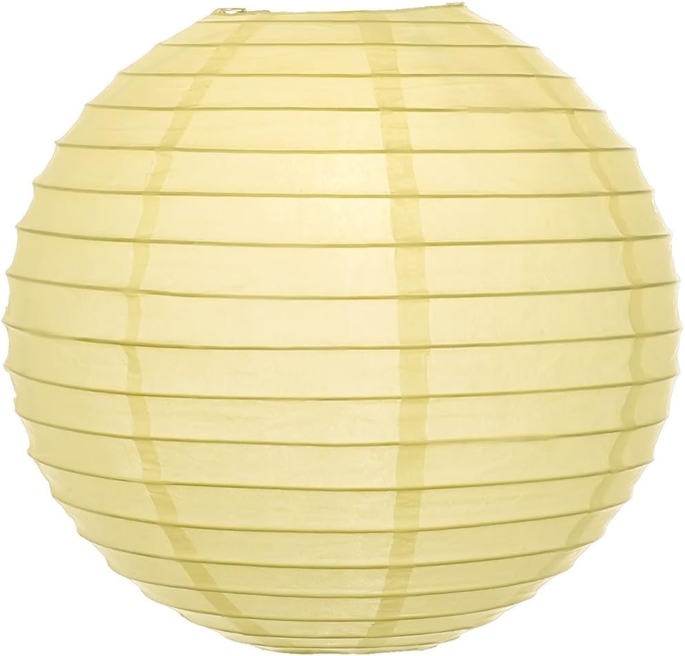 Luna Bazaar Premium Decorative Paper Lantern - (Single, 10-Inch, Lemonade Yellow, Even Ribbing) Round Paper Lantern - Ideal Wedding and Party Decor or Home Accent, Lighting Optional