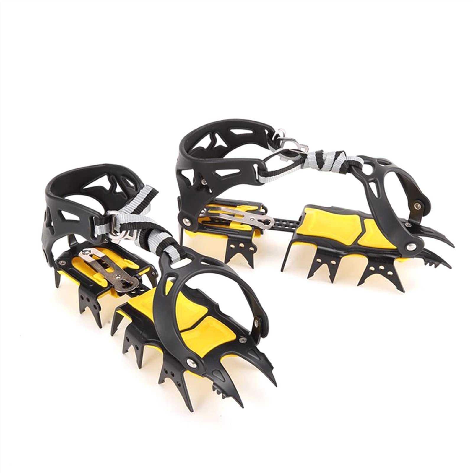 Crampones 10/12/14/18/19 Dientes de Hielo crampones Nieve del Invierno de Arranque Zapatos Hielo Pinza Antideslizante Hielo Spikes Nieve tracción Grapas (Color : Light Yellow)