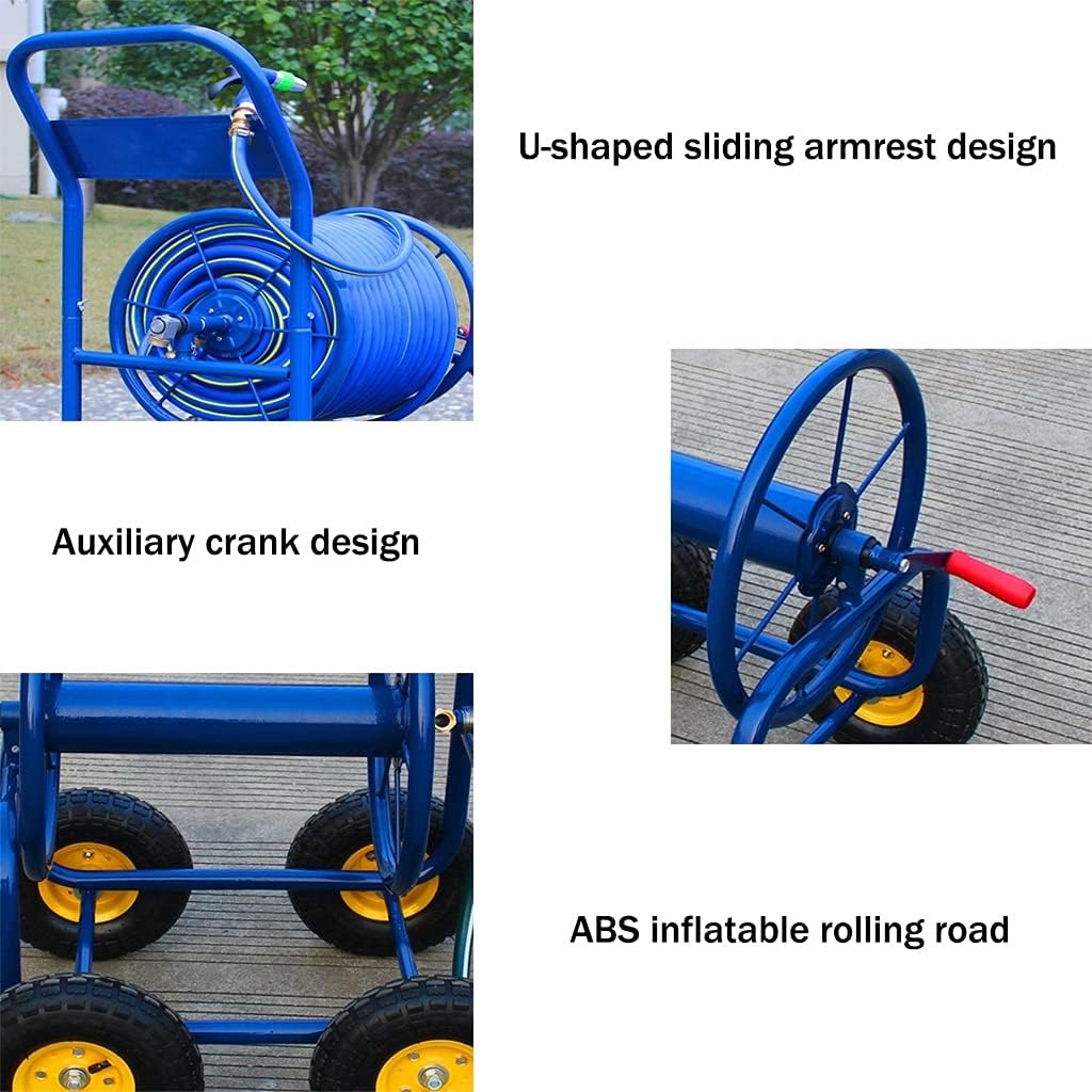 Garden Hose Reel Cart,Outdoor Large Garden Hose Reel With Wheels, Household Car Wash Cleaning Water Pipe Storage Rack, Agricultural Irrigation Truck With Hose ( Color : Blue 25mm , Size : +30m pipe )