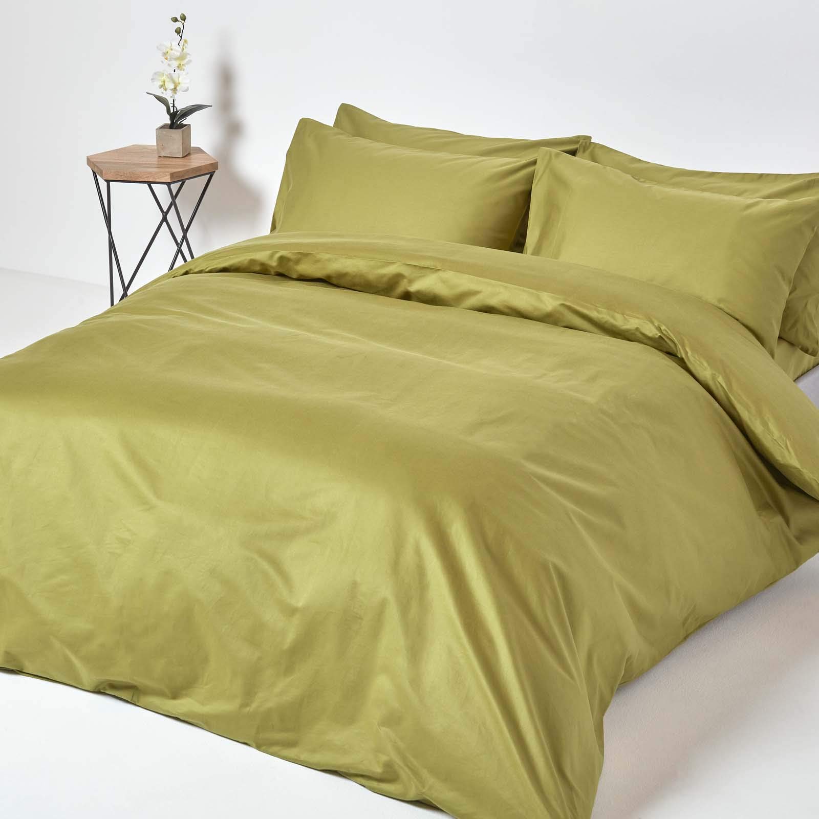 Rackhams Green Premium 1000 Tc Egyptian Cotton Sateen Weave Duvet Cover Set - Olive - Single
