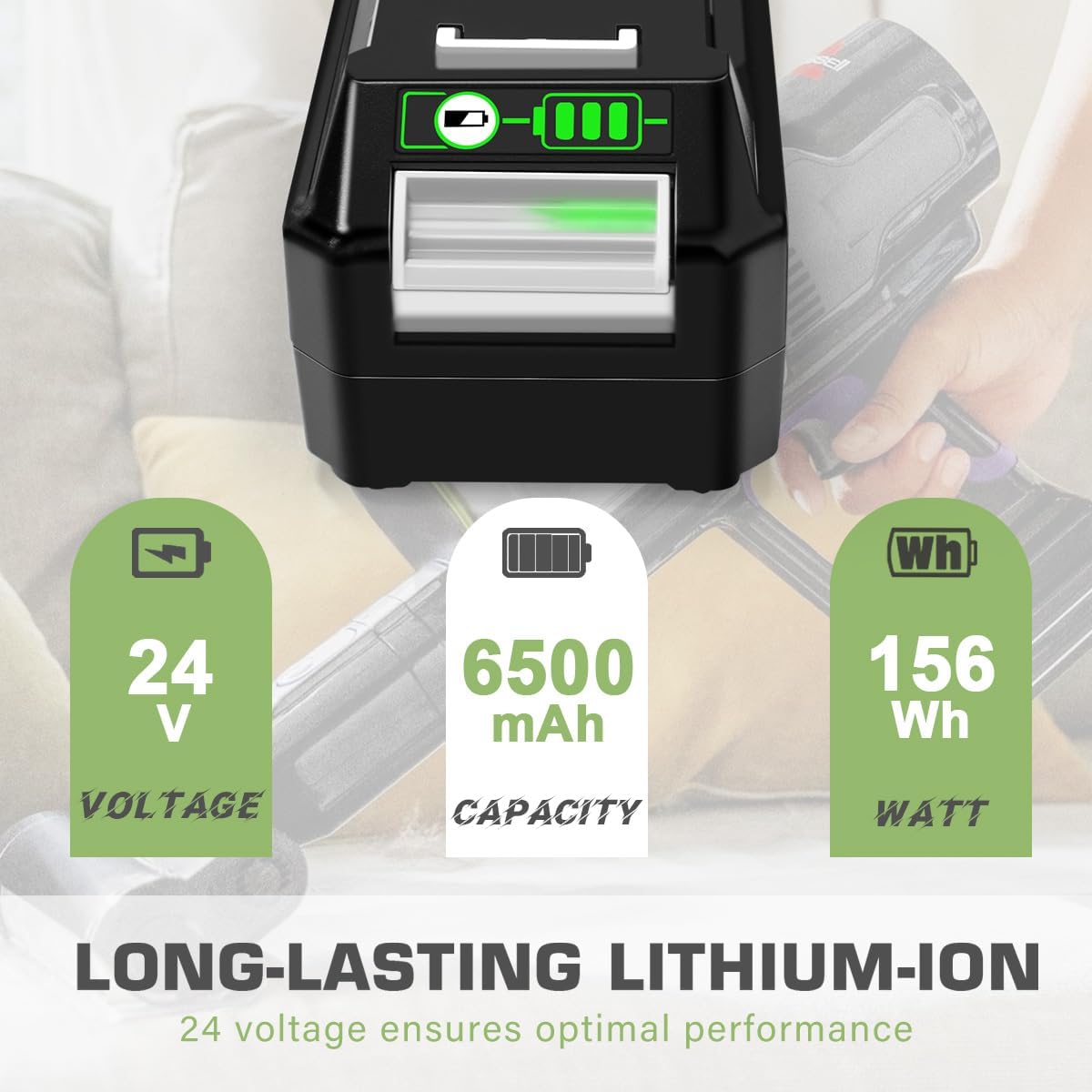 GOXX 6.5Ah 24V Replacement Battery for Bissell Vacuum, Compatible with Cleanview XR and Cleanview XR Pet Vacuums,for Item Model Number 3789U 3797V