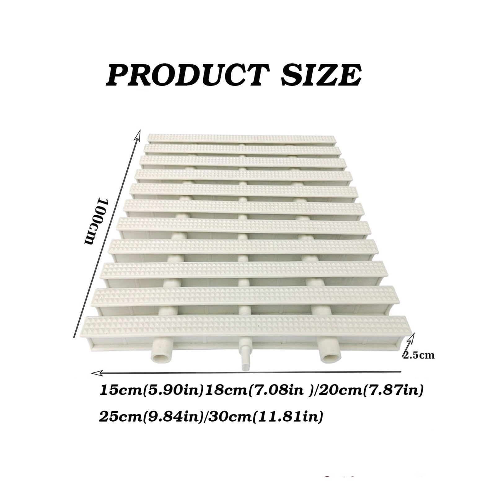 Kratka Przelewowa Z Tworzywa ABS Do Basenu, 3-otworowa Pokrywa Odpływu | Podjazdu Na Patio(White,25x100CM/2pcs)