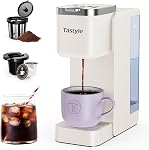 Tastyle Machine à café à service unique, glacé et machine à café chaud pour la tasse K & Sols, conception compacte, 40oz Réservoir d'eau amovible, 6 à 24 Tailles de brasses Oz, convient 7.3" Mug de voyage, noir