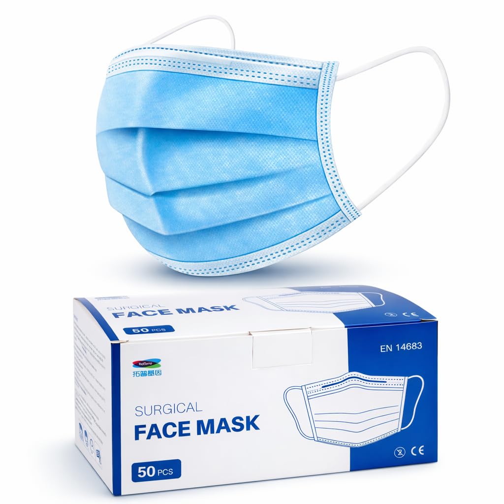 Osler & Walsh Type IIR fluid resistant surgical Face Masks, Disposable Face Masks For Everyday Use, Essential Face Mask For Bacterial protection, Pack of 50, Colour - Blue/White, Universal Size