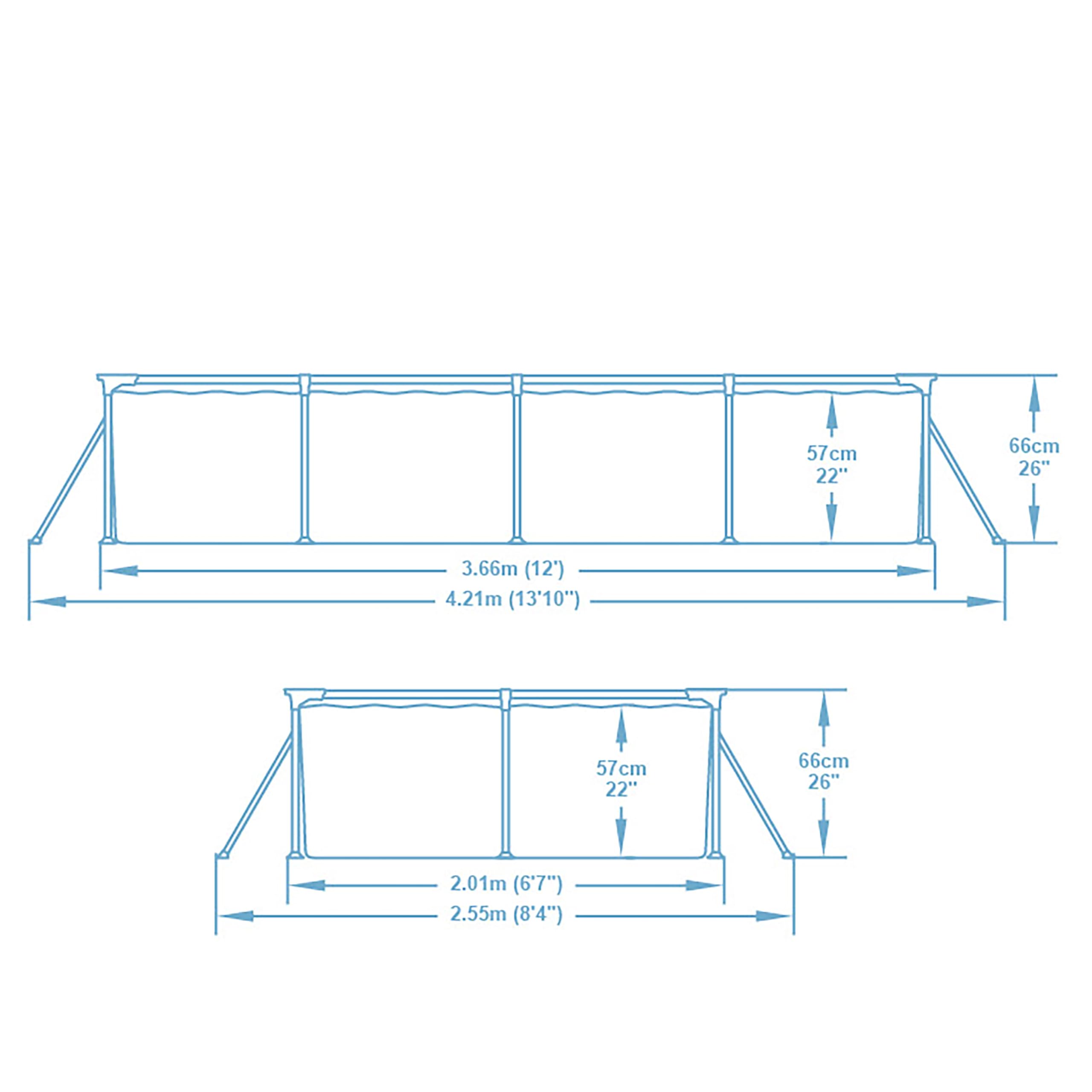 Bestway Steel Pro Frame Pool ohne Pumpe 366 x 201 x 66 cm, Blattform-Design, eckig