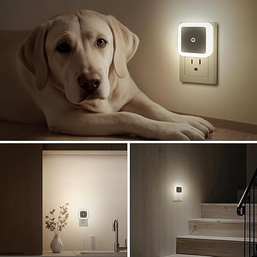 Miniatura 6 de KINUR - Luces nocturnas LED enchufables en la pared color luz diurna con sensor fotosensible de atardecer a amanecer para habitación de niños