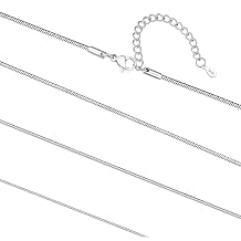 FaithHeart 1/1.2/1.5/2mm Snake Chain Necklace for Women, Silver/Black/14K Gold/Rose Gold Plated Stainless Steel Snake Necklace Smooth Dainty Thin Womens Chains, Length 14-30" with Gift Box
