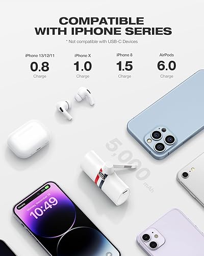 Miniatura 3 de VIYISI Mini cargador portátil para iPhone  Paquete de batería de carga rápida PD de 5000 mAh 20 W  Cargador de respaldo externo inalámbrico para