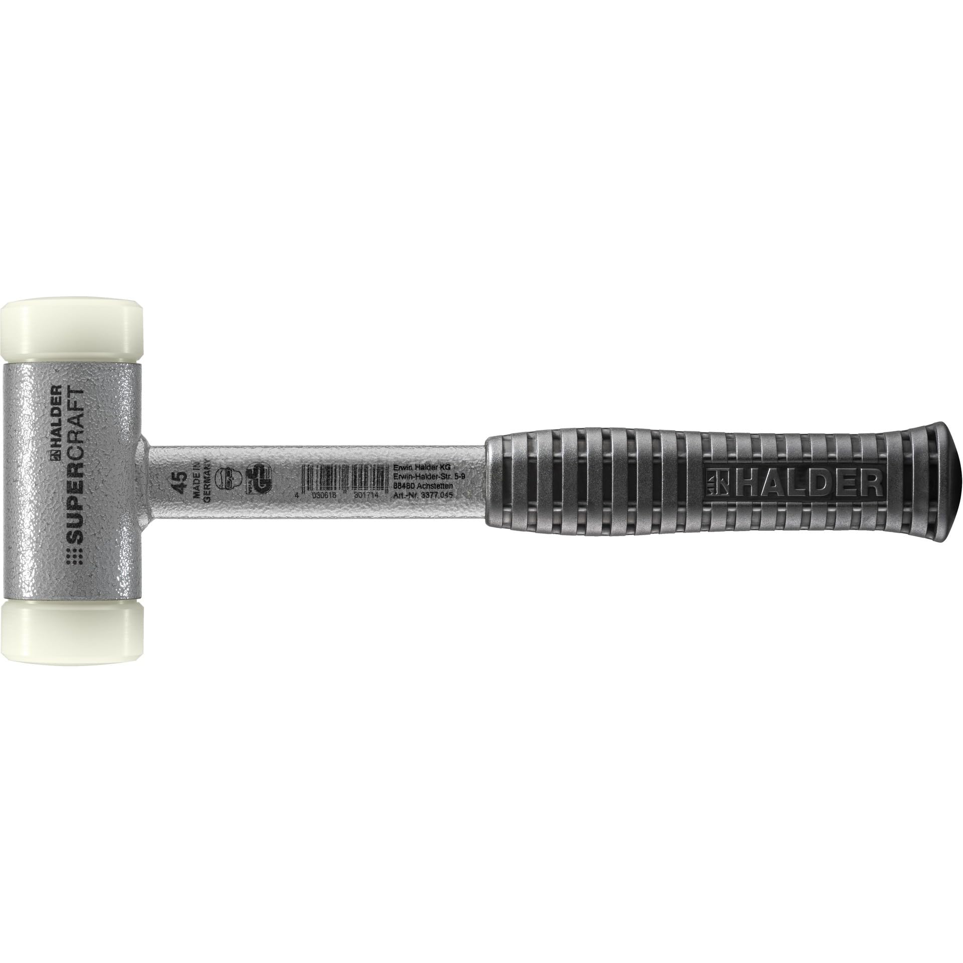 Supercraft 3377.045 Soft Hammer with Shatterproof Tubular Steel Handle and Ergonomically Shaped Non-Slip Handle Diameter 45 mm