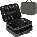 MATEIN Electronics Organisateur de voyage, Sac d'organisateur de câble imperméable avec poignée, Boîtier d'accessoires électroniques portatifs pour hommes Double couche sac de rangement de câble pour cordon, chargeur, iPad mini, noir