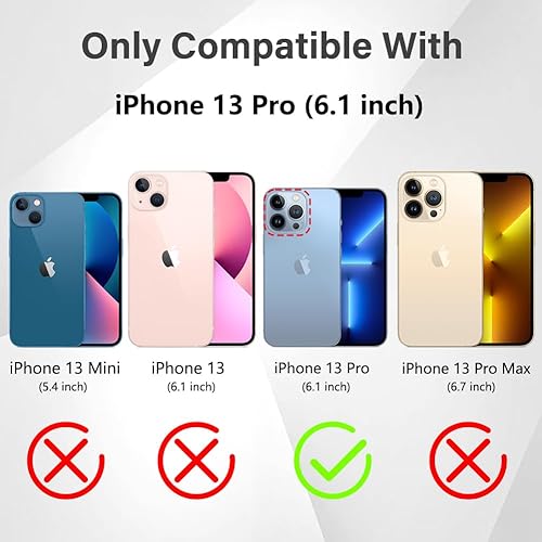 Miniatura 8 de Fiyart - Funda transparente magnética con purpurina para iPhone 13 Pro para mujeres, con grabado "Love" metálico, protección para cámara y