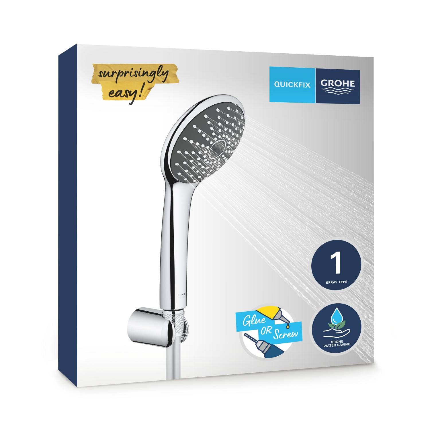 Grohe 27324000, Set Doccia Monogetto con Supporto a Parete