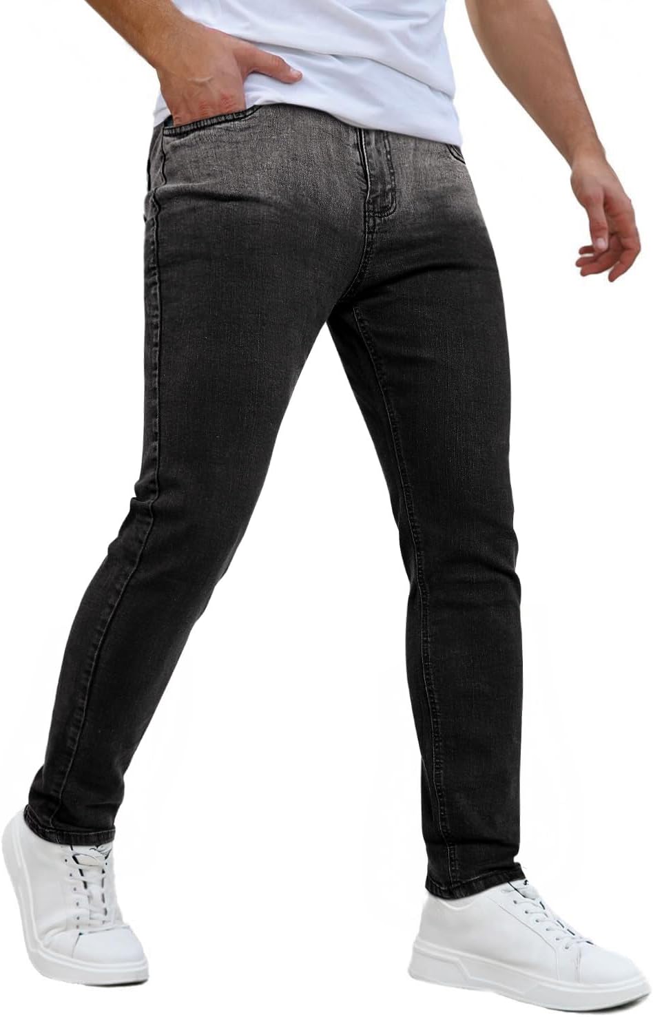 Men's Classic Slim Fit Stretchy Jeans for Men Skinny Flex Denim Pants Ripped Designer