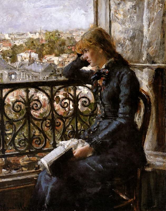 Impression sur toile haut de gamme la fille au balcon affiche 60x90cm