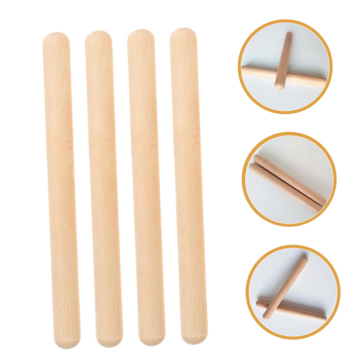 Beaupretty Bacchette Ritmiche in Legno 32 Unitá Bordo Arrotondato per Ragazzo Ragazza, Gioco Musicale Sicuro per Sviluppare Talento Musicale in Gioco All'aperto o Compleanno