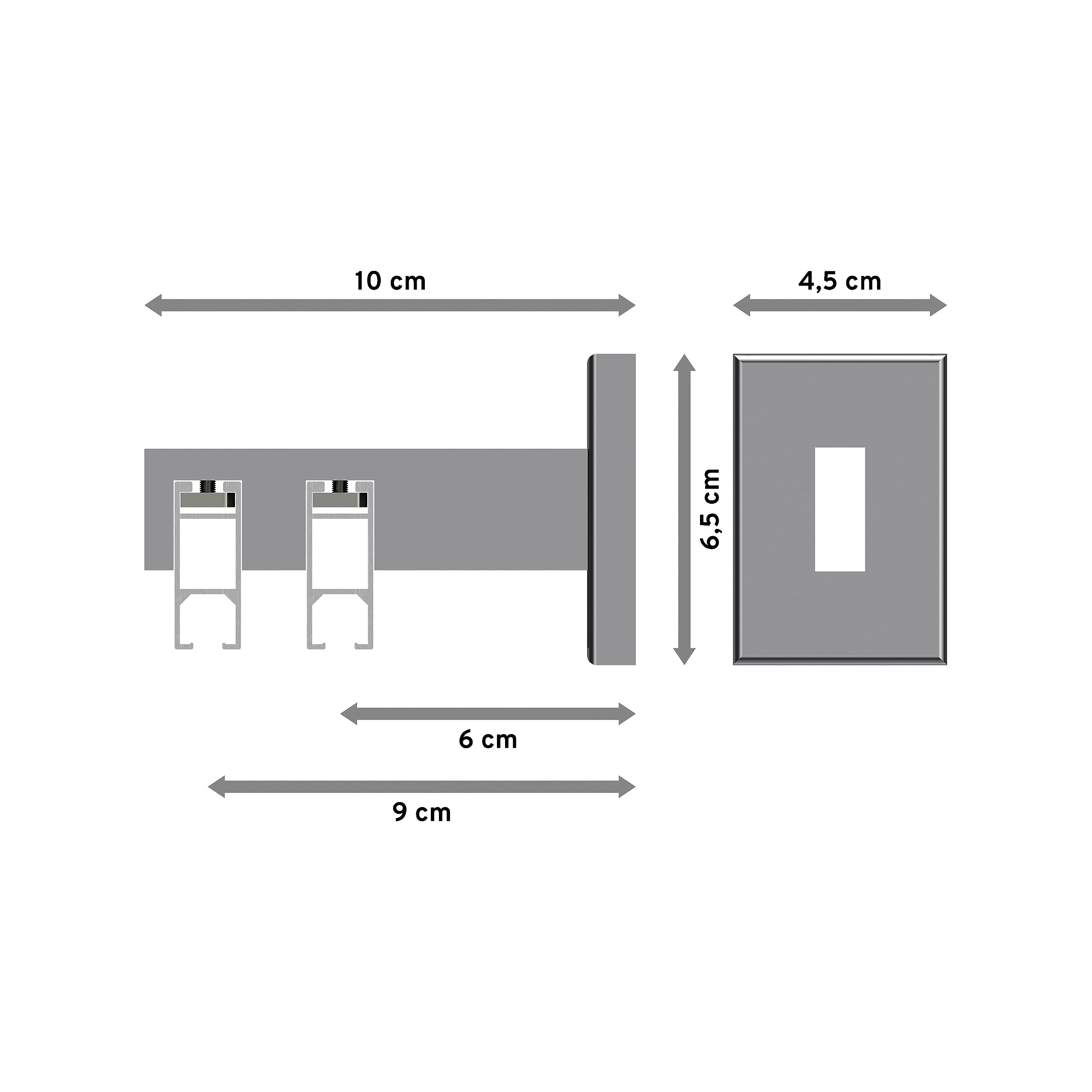 INTERDECO Innenlauf-Gardinenstange eckig 14 x 35 mm 2-läufig, kantige Innenlaufstange aus Metall, Weiß mit Chrom, zur Wandmontage, Typ 10212821, 280 cm