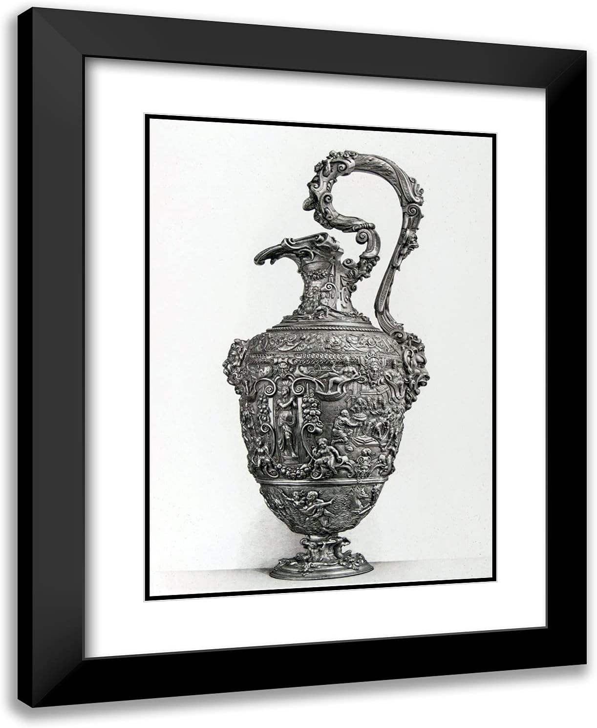 ArtDirect Cellini, Benvenuto 19x24 Gold Ornate Framed Art Print with Double Matting Titled: Silver Vase