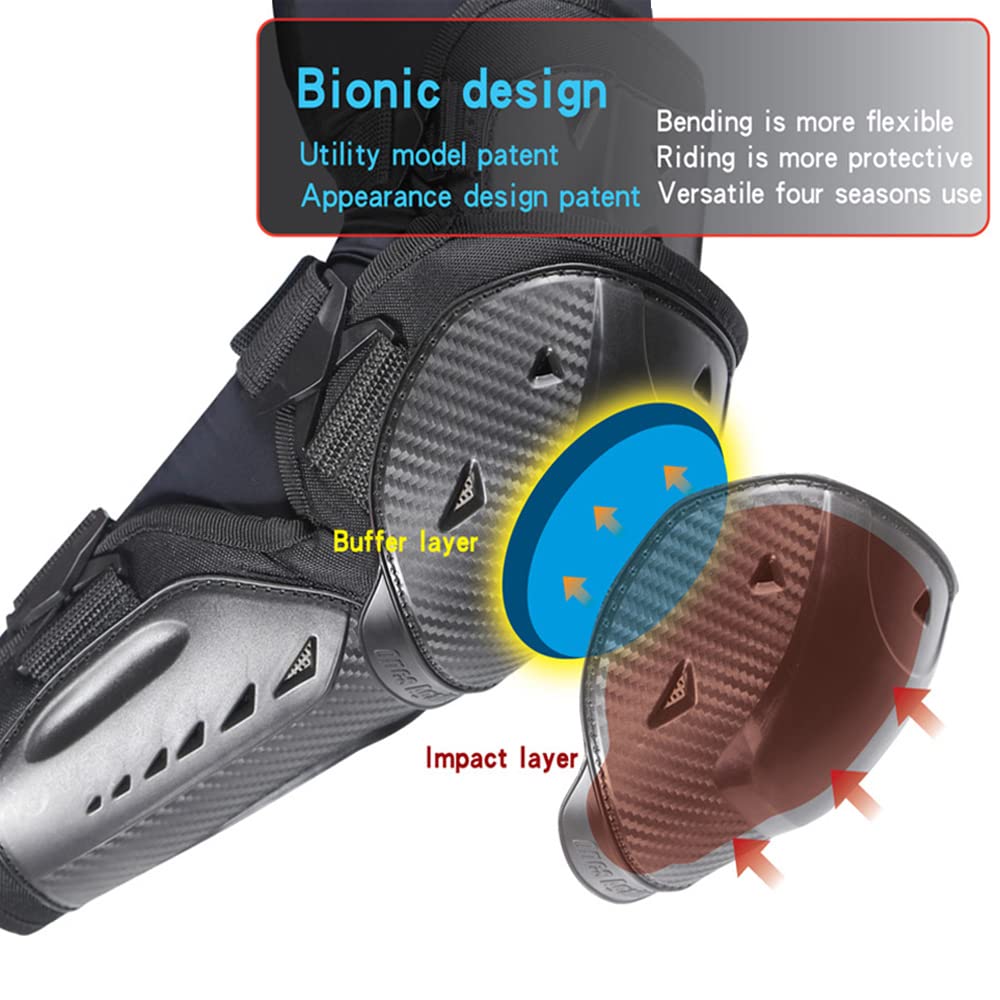 Ginocchiere e gomitiere per moto in fibra di carbonio MTB Ginocchiere e parastinchi con gomitiere per adulti per tutte le stagioni attrezzatura protettiva moto