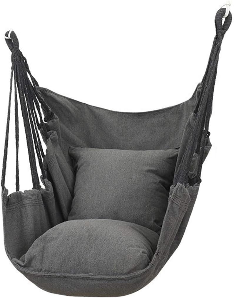 Hammock Swing Chair with Pillow Hanging Chair Indoor Outdoor Hammock Seat Chair Thickened Lazy Cradle Chair Swing (7 Colors) Swing Seat (Color: G) (A)