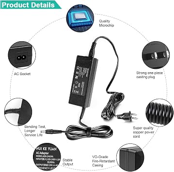 HKY 24V AC Charger for Zebra Barcode Printer ZD410 ZD420 ZD500 ZD510 ZD620 FSP100RDB ZP450 ZP500 GX430 GX430d GX430T GX420 GX420d GX420t GK420D GK420T GK430D GK430T GT800 GT820 HC100 Power Supply Cord