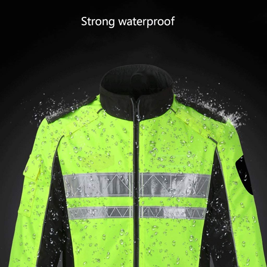 Chaleco de Alta Visibilidad Traje reflectante de ciclismo, chaqueta de seguridad de tela oxford a prueba de agua reflexivo de alta visibilidad fluorescente amarillo Chaleco de Seguridad ( Blue : Grün