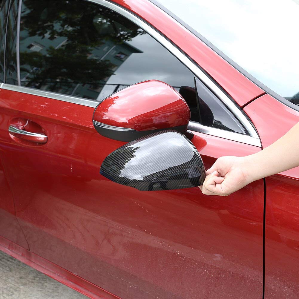 Scoorcar 2pcs Carbon Fiber Style ABS Plastic Rearview Mirror Cap Trim for Mercedes Benz A Class W177 V177 A180 A200 2019 2020 Accessories