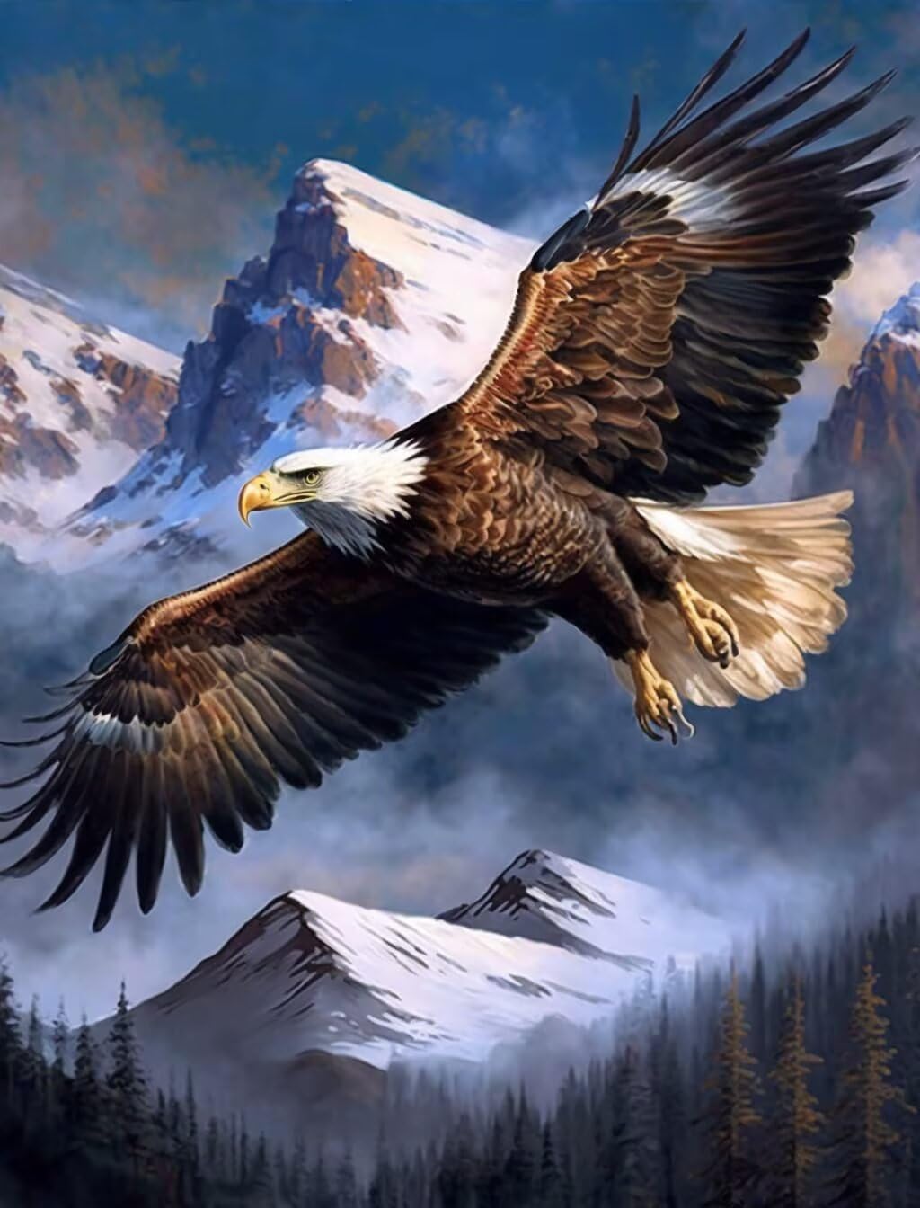Diamond Painting Kit - Retro Eagle Diamond Painting Stress Relief Cross Stitch Oil Painting, Christmas Holiday Decor - 20x24inch Room Decor
