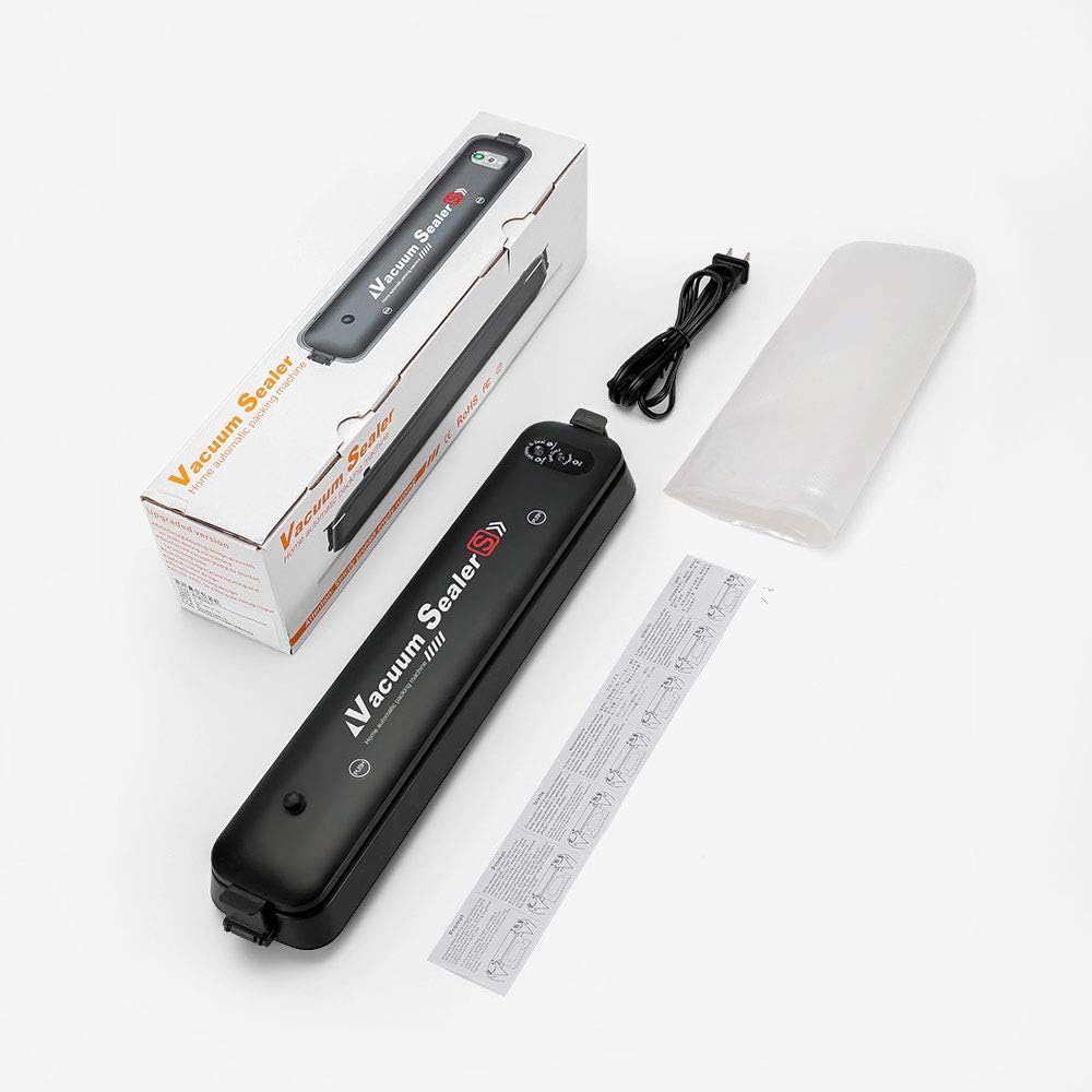 Food Saver Vacuum Sealer for Food Preservation Machine with 15 Vacuum Bags Compact and Easy Clean Black