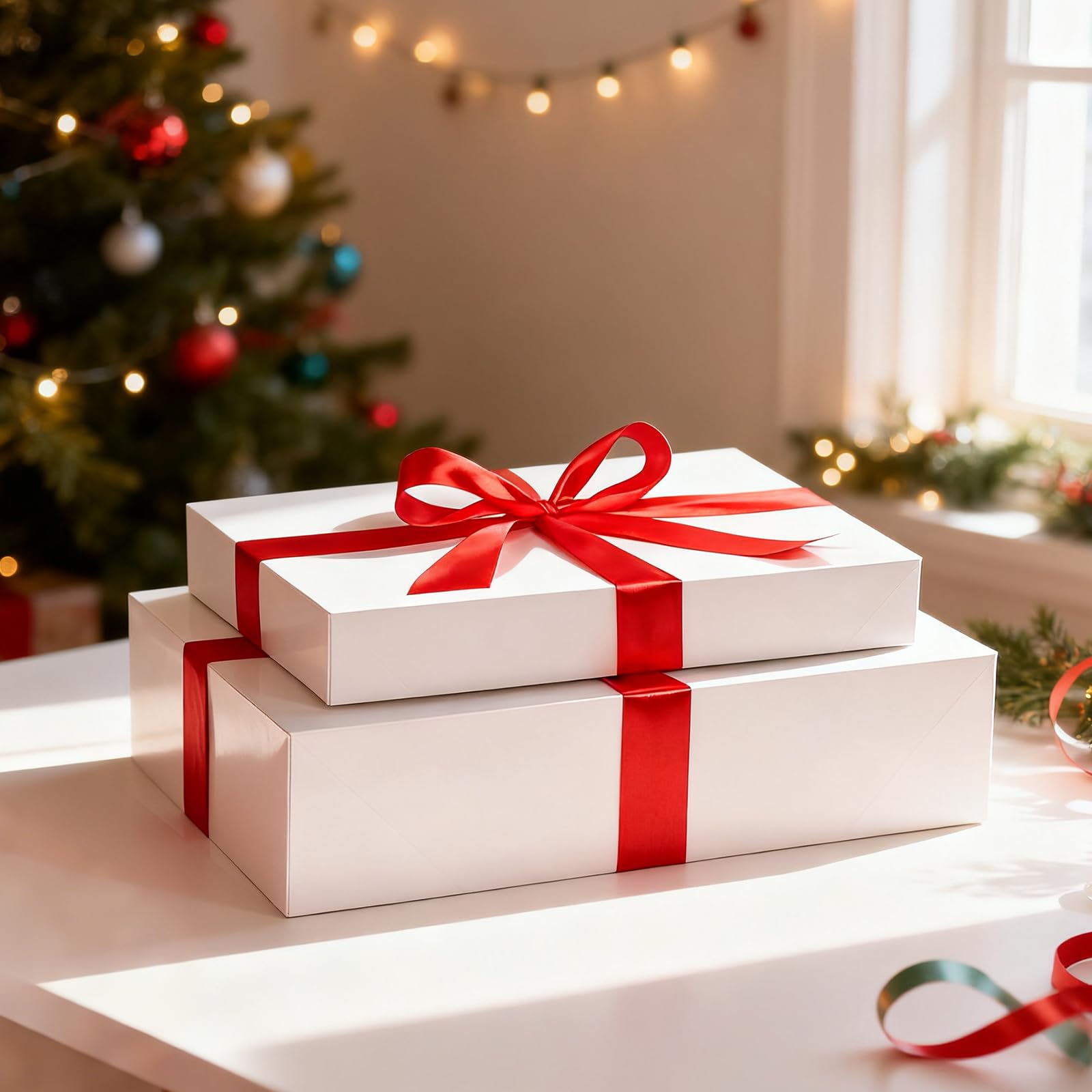 Kucoele Paquete de 10 cajas de regalo blancas con tapas, cajas grandes de regalo para camisas, cajas de regalo a granel para Navidad, bodas, cumpleaños, despedidas de soltera (14.25 x 9.5 x 2