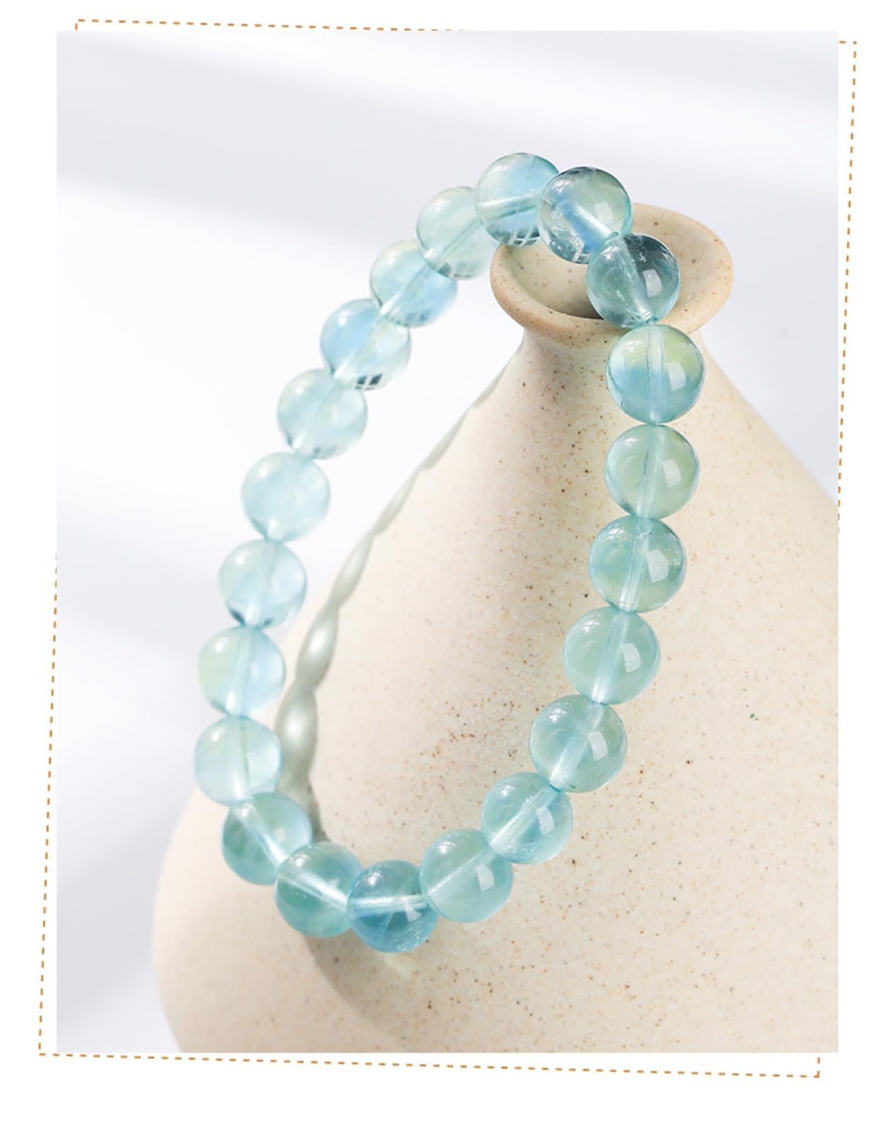 Pulsera de fluorita Azul y Verde Natural, joyería energética de un Solo Cristal, Pulseras elásticas con Cuentas de Cuarzo Espiritual para Mujer,11mm