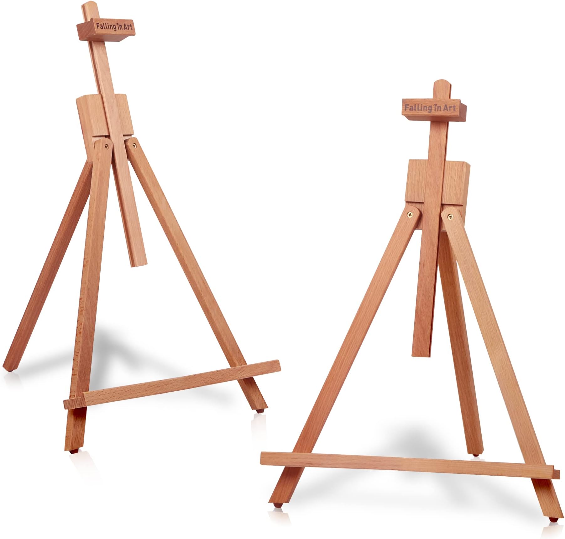 Falling in Art Beechwood 25’’ Tabletop Easel Display Stand Set for Painting- Holding Canvas Up to 22 1/2 Inches High, 2 Pack Artist A-Frame Tripod with Rubber Feet, Portable Photo and Sign Holder