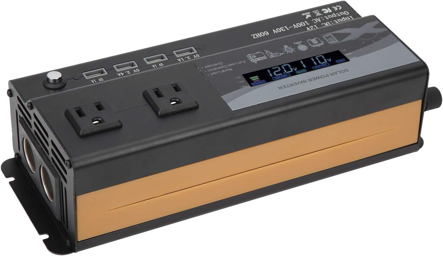 車載用 インバーター カーインバーター パワーインバーター 過電圧充電 短絡 過負荷 過充電に対する保護 ノートパソコン Dvdプレーヤー 車の冷蔵庫 車の掃除機 ゲーム機 テレビ ライト スマートフォン その他の電子機器の充電に使用 金属 1xマニュアル 56 Off